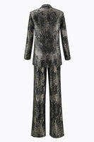 Laden Sie das Bild in den Galerie-Viewer, Schwarz-Gold 2-teiliger Doppelreihiger Damen Ballanzug mit Spitzrevers