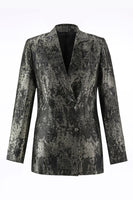 Laden Sie das Bild in den Galerie-Viewer, Schwarz-Gold 2-teiliger Doppelreihiger Damen Ballanzug mit Spitzrevers