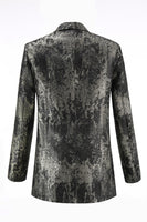 Laden Sie das Bild in den Galerie-Viewer, Schwarz-Gold 2-teiliger Doppelreihiger Damen Ballanzug mit Spitzrevers