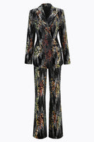 Laden Sie das Bild in den Galerie-Viewer, Glitzernder Schwarzer Peak Revers 2-teiliger Damen-Ballanzug