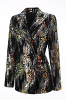 Laden Sie das Bild in den Galerie-Viewer, Glitzernder Schwarzer Peak Revers 2-teiliger Damen-Ballanzug