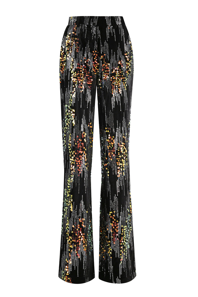 Laden Sie das Bild in den Galerie-Viewer, Glitzernder Schwarzer Peak Revers 2-teiliger Damen-Ballanzug