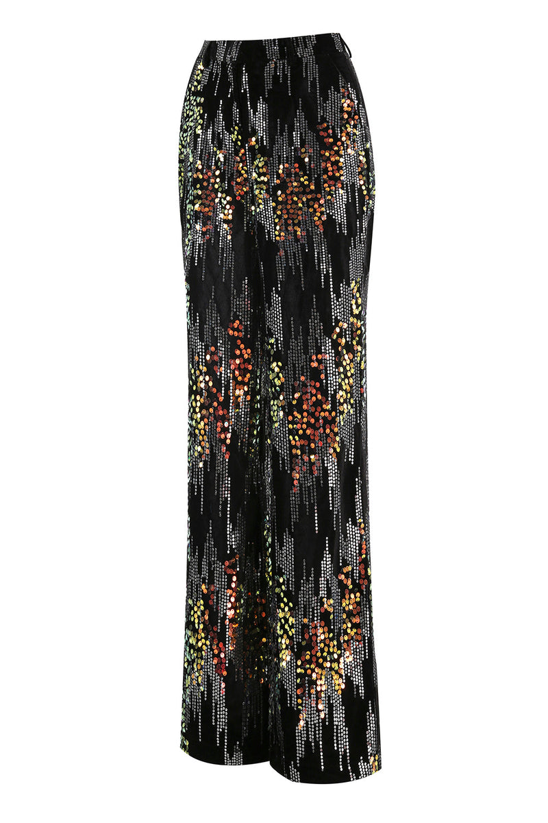 Laden Sie das Bild in den Galerie-Viewer, Glitzernder Schwarzer Peak Revers 2-teiliger Damen-Ballanzug