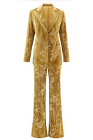 Laden Sie das Bild in den Galerie-Viewer, Glitzernde Gelbe Spitzrevers 2-teilige Damen Ballanzüge mit Ärmeln