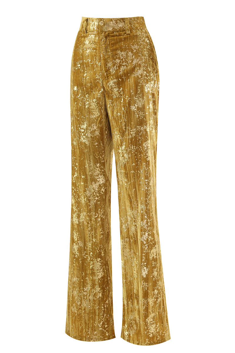 Laden Sie das Bild in den Galerie-Viewer, Glitzernde Gelbe Spitzrevers 2-teilige Damen Ballanzüge mit Ärmeln