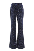 Laden Sie das Bild in den Galerie-Viewer, 2 Stück Pailletten Marineblauer Damen Ballanzug mit Spitzrevers