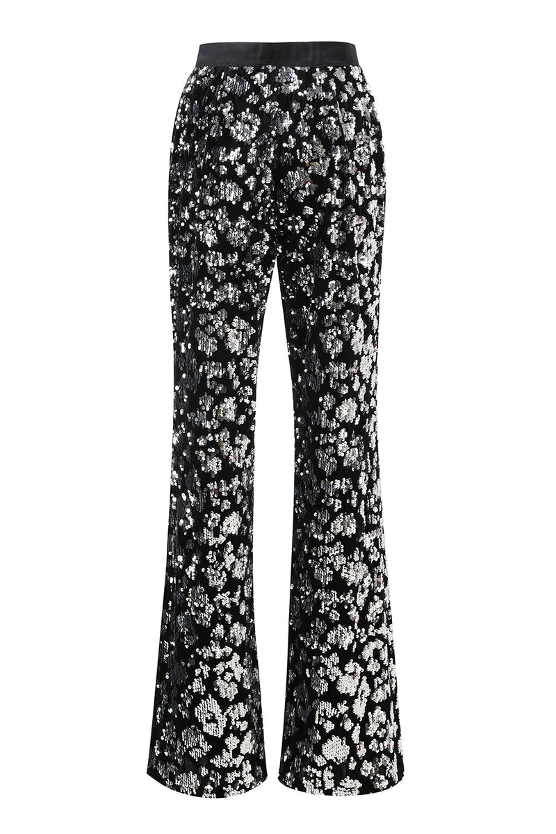 Laden Sie das Bild in den Galerie-Viewer, Glitzernder Schwarzer Slim Fit 2-teiliger Damen Ballanzug mit Schärpe