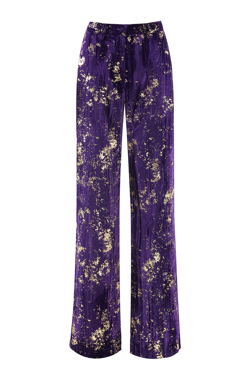 Laden Sie das Bild in den Galerie-Viewer, Lila 2-teilige Damen Ballanzüge mit gekerbtem Revers und Ärmeln