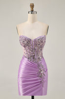 Laden Sie das Bild in den Galerie-Viewer, Graugrünes Figurbetontes Trägerloses Abiballkleid mit Pailletten