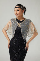 Laden Sie das Bild in den Galerie-Viewer, 1920er Jahre Pailletten Schwarzer Goldener Frauenumhang