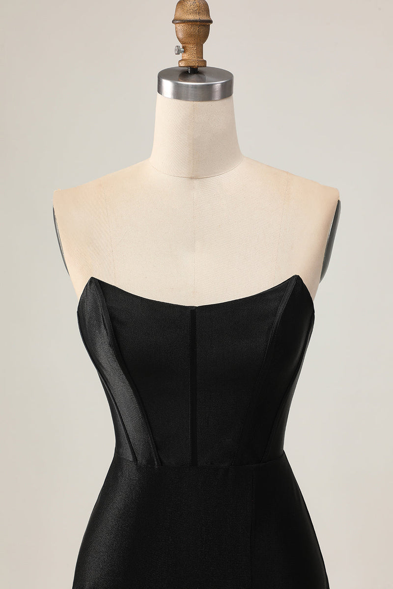 Laden Sie das Bild in den Galerie-Viewer, Schwarzes Korsett Bodycon Cut-Out Perlenbesetztes Abiballkleid