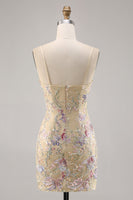 Laden Sie das Bild in den Galerie-Viewer, Aprikose Blumen Besticktes Figurbetontes Abiballkleid