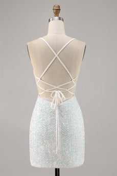 Glitzerndes Weißes Figurbetontes Korsett Standesamtkleid mit Applikationen