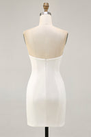 Laden Sie das Bild in den Galerie-Viewer, Geblümte Trägerlose Pailletten Bodycon Weißes Cocktailkleid