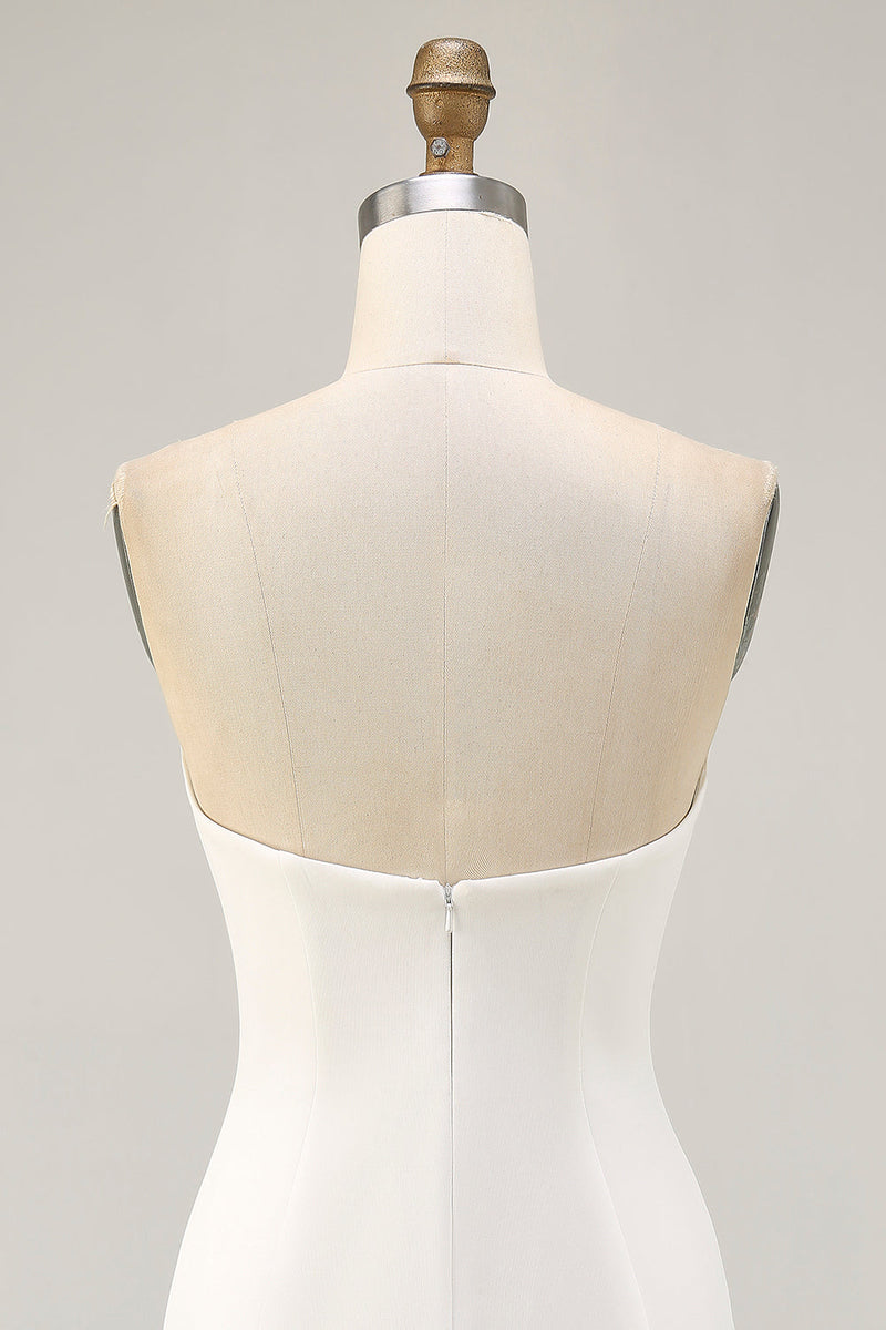 Laden Sie das Bild in den Galerie-Viewer, Geblümte Trägerlose Pailletten Bodycon Weißes Cocktailkleid