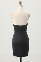 Laden Sie das Bild in den Galerie-Viewer, Schwarzes Trägerloses Korsett Bodycon Perlenbesetztes Abiballkleid mit Schlitz