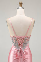 Laden Sie das Bild in den Galerie-Viewer, Blush Meerjungfrau Korsett Pailletten Langes Ballkleid mit Schlitz