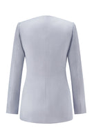 Laden Sie das Bild in den Galerie-Viewer, Grau Blau Ein Knopf 2-teilige Damen Anzüge mit Spitze