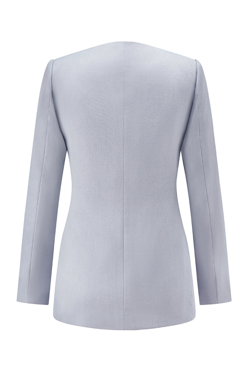 Laden Sie das Bild in den Galerie-Viewer, Grau Blau Ein Knopf 2-teilige Damen Anzüge mit Spitze