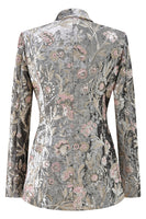 Laden Sie das Bild in den Galerie-Viewer, 2-teilige Glitzernde Graue Anzüge mit Spitzrevers für Damen