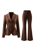 Laden Sie das Bild in den Galerie-Viewer, Grau Grün Slim Fit 2-teilige Damenanzüge mit Knopf