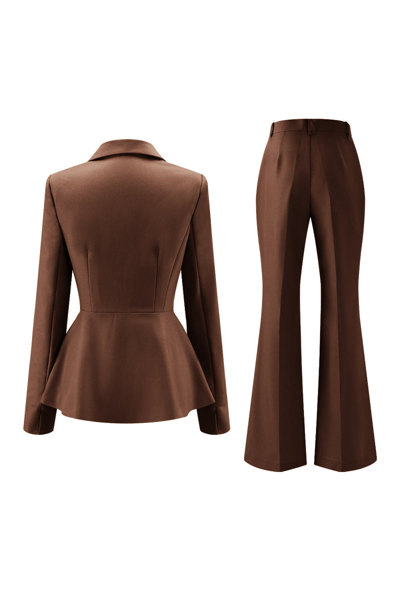 Laden Sie das Bild in den Galerie-Viewer, Grau Grün Slim Fit 2-teilige Damenanzüge mit Knopf