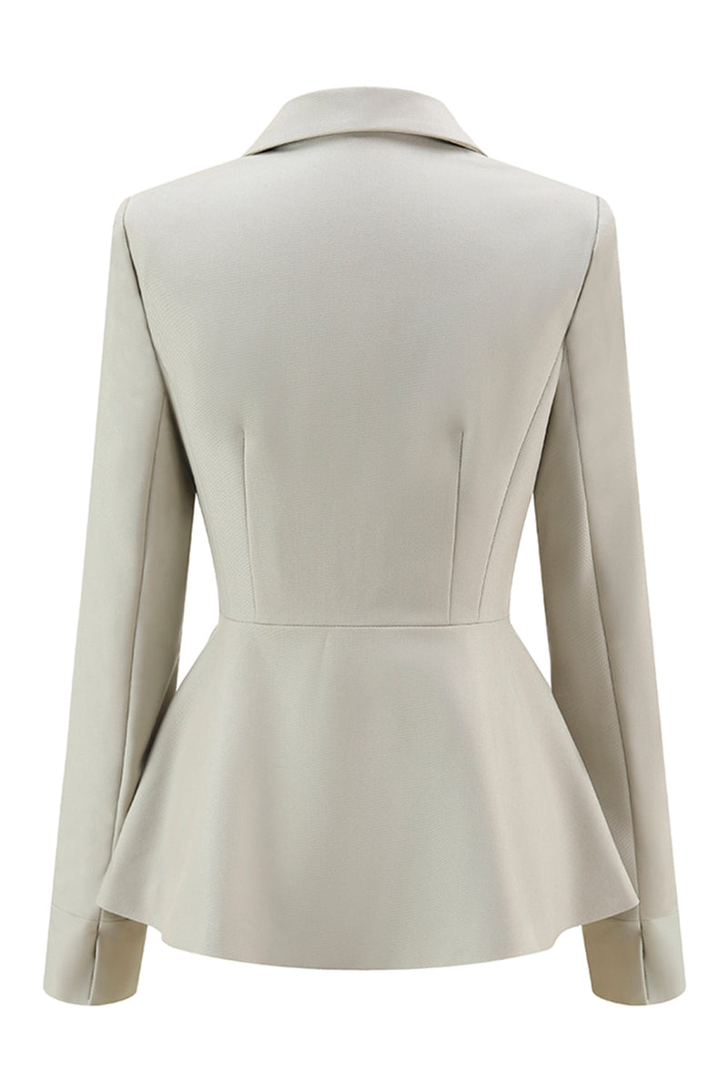 Laden Sie das Bild in den Galerie-Viewer, Grau Grün Slim Fit 2-teilige Damenanzüge mit Knopf