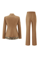 Laden Sie das Bild in den Galerie-Viewer, Schwarze Slim Fit 2-teilige Damenanzüge mit Leopardenmuster