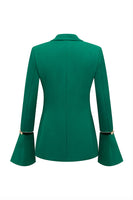 Laden Sie das Bild in den Galerie-Viewer, 2-teiliger Dunkelgrüner Zweireihiger Ballanzug mit spitzem Revers und ausgestellten Ärmeln