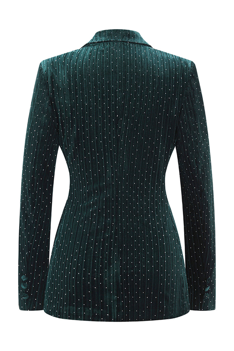 Laden Sie das Bild in den Galerie-Viewer, Dunkelgrün Perlen mit spitzem Revers 2 Stück Ballanzüge