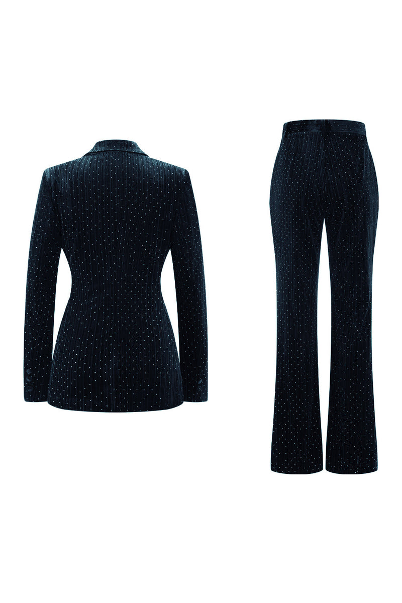 Laden Sie das Bild in den Galerie-Viewer, Dunkelgrün Perlen mit spitzem Revers 2 Stück Ballanzüge