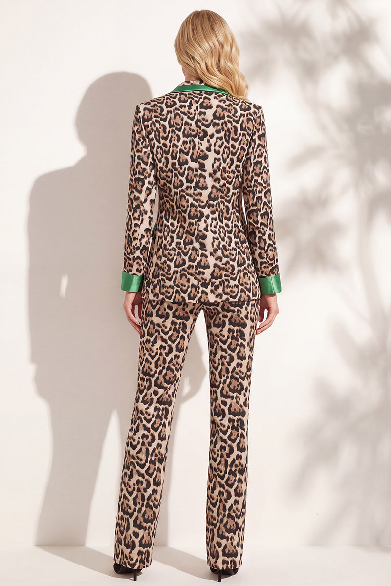 Laden Sie das Bild in den Galerie-Viewer, Kaffee Leopard Spitzrevers 2 Stück Ballanzüge