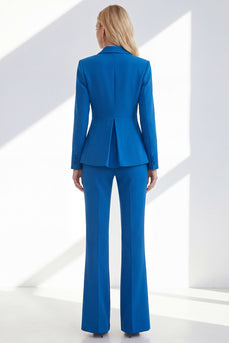 Dunkelblaue 2-teilige Einreihige Damen Ballanzüge mit Spitzrevers