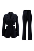 Laden Sie das Bild in den Galerie-Viewer, Grau Blau Gekerbtes Revers 2 Stück ausgeschnittene Ballanzüge