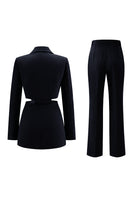 Laden Sie das Bild in den Galerie-Viewer, Grau Blau Gekerbtes Revers 2 Stück ausgeschnittene Ballanzüge