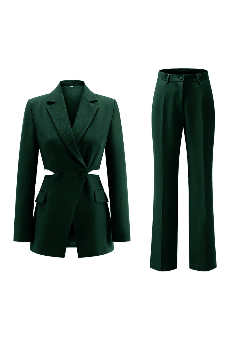 Laden Sie das Bild in den Galerie-Viewer, Grau Blau Gekerbtes Revers 2 Stück ausgeschnittene Ballanzüge