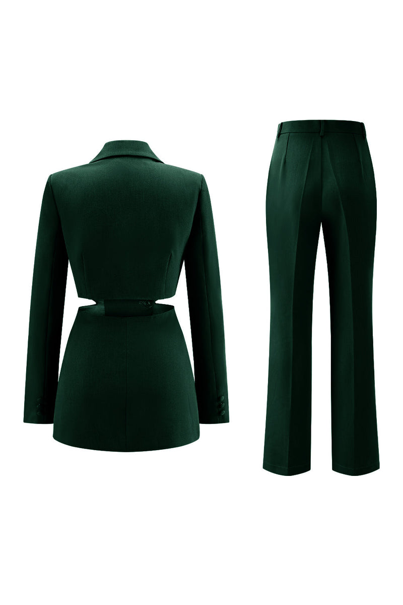 Laden Sie das Bild in den Galerie-Viewer, Grau Blau Gekerbtes Revers 2 Stück ausgeschnittene Ballanzüge