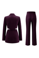 Laden Sie das Bild in den Galerie-Viewer, Grau Blau Gekerbtes Revers 2 Stück ausgeschnittene Ballanzüge