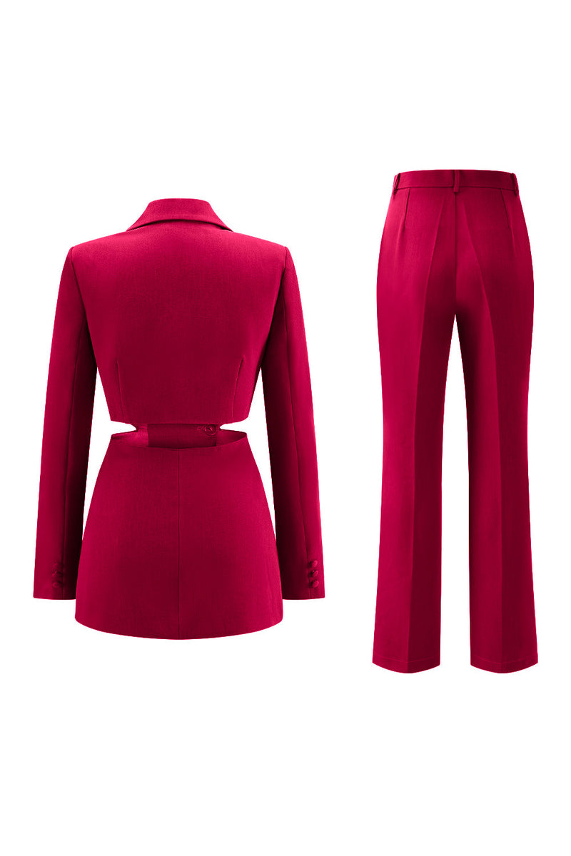 Laden Sie das Bild in den Galerie-Viewer, Grau Blau Gekerbtes Revers 2 Stück ausgeschnittene Ballanzüge