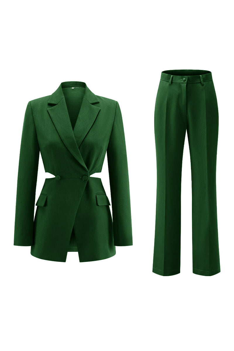 Laden Sie das Bild in den Galerie-Viewer, Grau Blau Gekerbtes Revers 2 Stück ausgeschnittene Ballanzüge