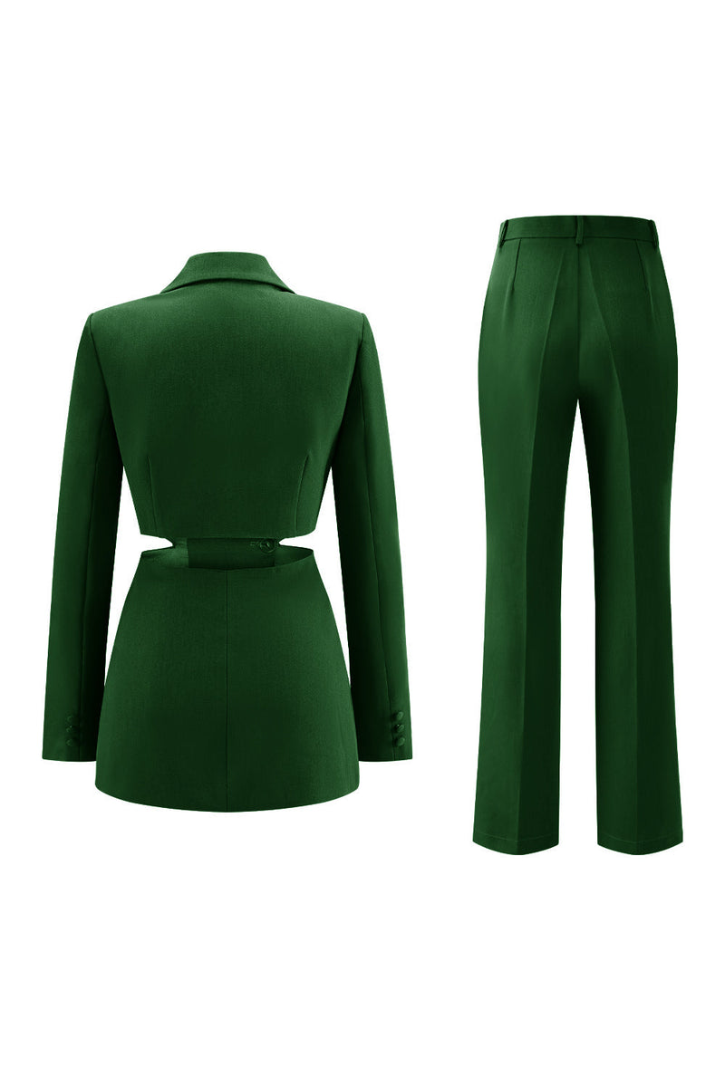 Laden Sie das Bild in den Galerie-Viewer, Grau Blau Gekerbtes Revers 2 Stück ausgeschnittene Ballanzüge