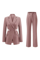 Laden Sie das Bild in den Galerie-Viewer, Grau Blau Gekerbtes Revers 2 Stück ausgeschnittene Ballanzüge