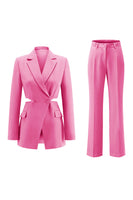 Laden Sie das Bild in den Galerie-Viewer, Grau Blau Gekerbtes Revers 2 Stück ausgeschnittene Ballanzüge