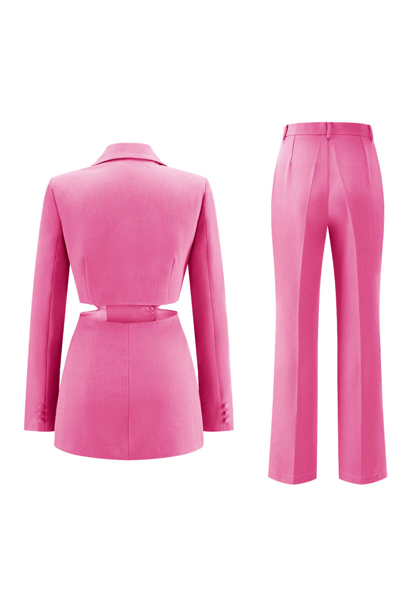 Laden Sie das Bild in den Galerie-Viewer, Grau Blau Gekerbtes Revers 2 Stück ausgeschnittene Ballanzüge