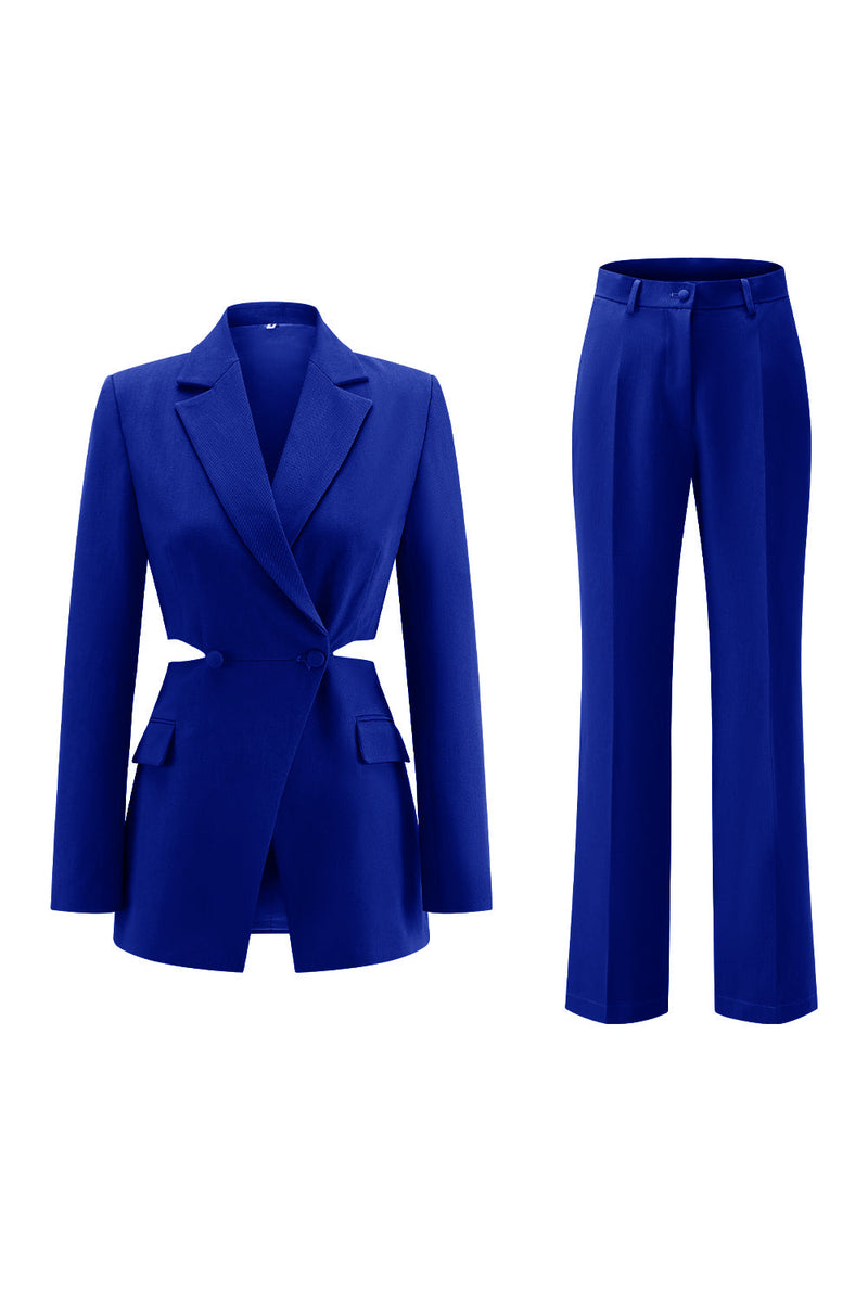 Laden Sie das Bild in den Galerie-Viewer, Grau Blau Gekerbtes Revers 2 Stück ausgeschnittene Ballanzüge