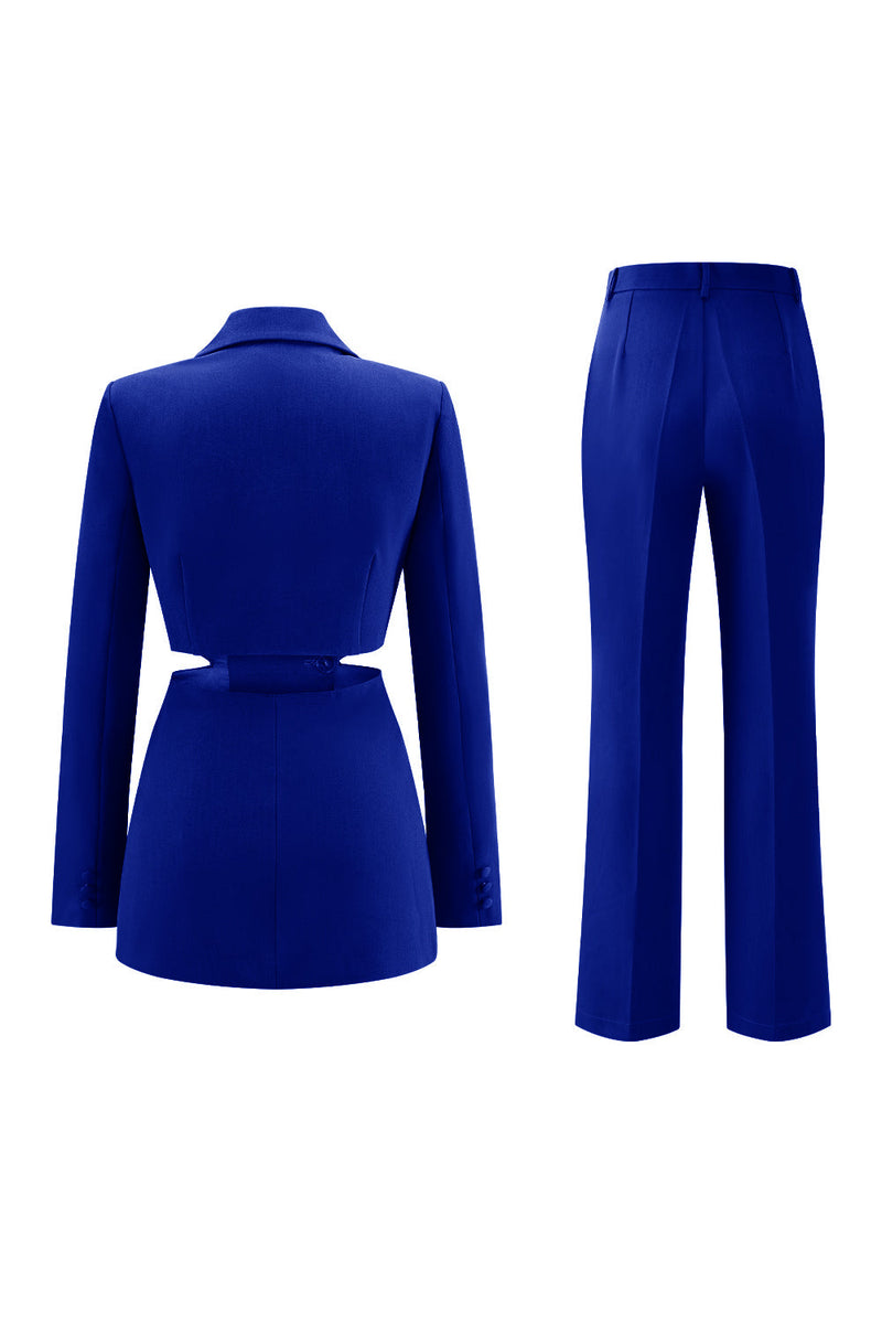 Laden Sie das Bild in den Galerie-Viewer, Grau Blau Gekerbtes Revers 2 Stück ausgeschnittene Ballanzüge