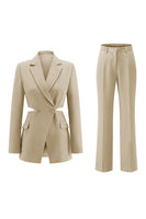 Laden Sie das Bild in den Galerie-Viewer, Grau Blau Gekerbtes Revers 2 Stück ausgeschnittene Ballanzüge