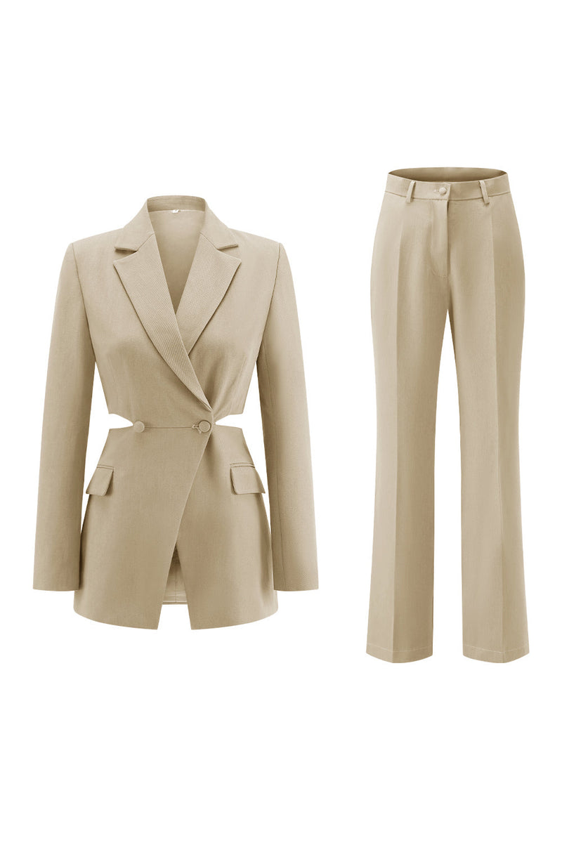 Laden Sie das Bild in den Galerie-Viewer, Grau Blau Gekerbtes Revers 2 Stück ausgeschnittene Ballanzüge