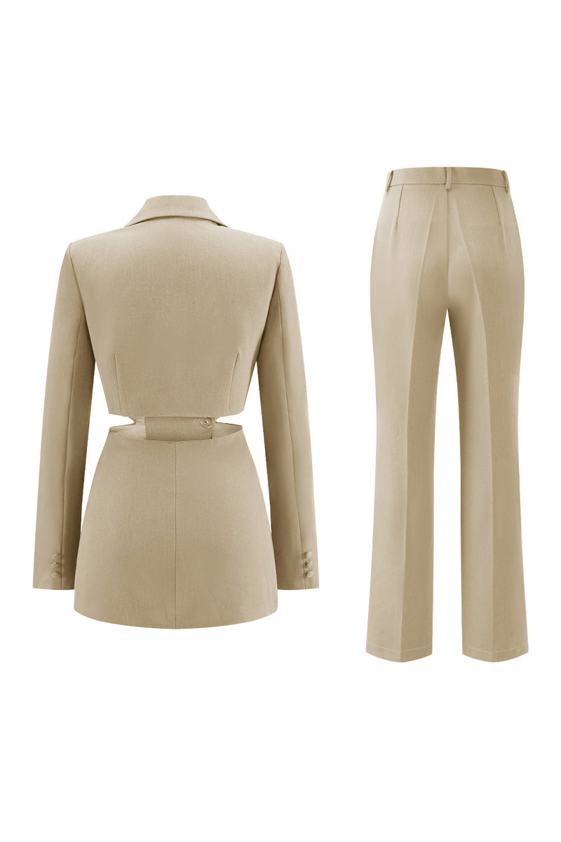 Laden Sie das Bild in den Galerie-Viewer, Grau Blau Gekerbtes Revers 2 Stück ausgeschnittene Ballanzüge