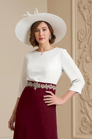 Laden Sie das Bild in den Galerie-Viewer, Grape 3/4 Ärmel Bateau Ausschnitt A Linie Midi Hochzeitskleid für Gäste